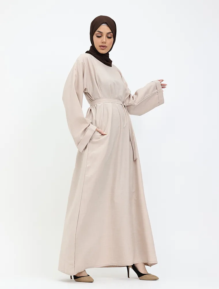 Beige Linen Abaya